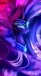 Size: 1769x3257 | Tagged: safe, artist:hjartpieces, artist:purediamond360, derpibooru import, nightmare rarity, pony, unicorn, g4, bust, collar, color porn, diadem, female, horn, image, jewelry, looking at you, mare, necklace, png, portrait, regalia, solo