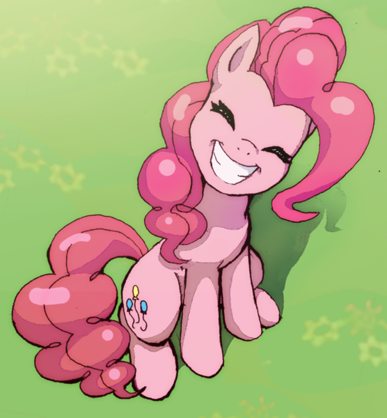 Size: 1096x1182 | Tagged: safe, artist:digiral, derpibooru import, pinkie pie, earth pony, pony, g4, cute, diapinkes, eyes closed, female, grin, image, mare, png, ponk, sitting, smiling, solo