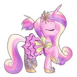 Size: 3500x3500 | Tagged: safe, artist:kaji-tanii, derpibooru import, princess cadance, alicorn, pony, g4, clothes, dress, eyes closed, female, image, mare, png, ponytail, raised hoof, simple background, solo, sparkles, transparent background