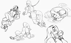 Size: 1426x860 | Tagged: suggestive, artist:saneperson, derpibooru import, fluttershy, human, g4, anal tail plug, ankle cuffs, ass, ass up, bdsm, belt, black and white, bondage, bondage mitts, breasts, butt, buttplug, clothes, collar, cuffs, face down ass up, female, femsub, flutterbutt, flutterpet, fluttersub, gag, grayscale, humanized, image, implied anal insertion, implied insertion, jpeg, knee tied, leash, licking, missing cutie mark, mittens, monochrome, offscreen character, pet play, ring gag, sex toy, simple background, sleeping, solo, solo female, submission, submissive, swimsuit, tongue out, walkies, white background, willing, wrist cuffs