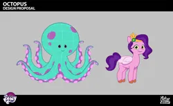 Size: 2048x1255 | Tagged: safe, derpibooru import, official, pipp petals, octopus, pegasus, pony, g5, my little pony: tell your tale, leak, spoiler:g5, spoiler:my little pony: tell your tale, spoiler:tyts02e28, colored, concept art, diadem, duo, enchantment under the sea, female, folded wings, image, jewelry, jpeg, lil critter workshop, mare, my little pony logo, regalia, royalty, smiling, wings