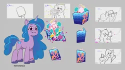 Size: 2048x1152 | Tagged: safe, derpibooru import, official, izzy moonbow, pony, seapony (g4), unicorn, g5, my little pony: tell your tale, spoiler:g5, spoiler:my little pony: tell your tale, spoiler:tyts02e28, animatic, card, concept art, coral, destiny (g5), duo, enchantment under the sea, female, hat, horn, image, jpeg, lil critter workshop, mare, party hat, seashell, smiling, solo