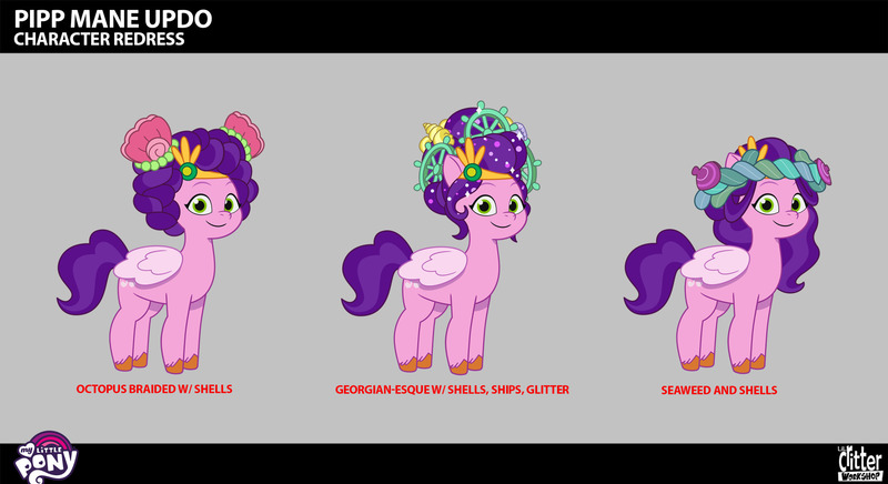 Size: 2048x1116 | Tagged: safe, derpibooru import, official, pegasus, pony, g5, my little pony: tell your tale, spoiler:g5, spoiler:my little pony: tell your tale, spoiler:tyts02e28, alternate hairstyle, diadem, enchantment under the sea, female, folded wings, headband, image, jewelry, jpeg, lil critter workshop, mare, my little pony logo, regalia, royalty, seashell, ship wheel, smiling, wings