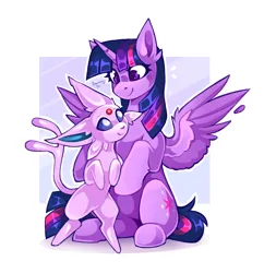 Size: 2461x2540 | Tagged: safe, artist:buvanybu, derpibooru import, twilight sparkle, twilight sparkle (alicorn), alicorn, espeon, pony, g4, crossover, image, png, pokémon