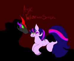 Size: 3150x2607 | Tagged: safe, artist:earth.loser, derpibooru import, king sombra, twilight sparkle, g4, adoption, ask, ask twilight and sombra(friendship is pointless), father and child, father and daughter, female, image, male, png, shadows, sombra eyes