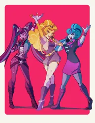 Size: 2550x3300 | Tagged: safe, artist:jocelynada, derpibooru import, adagio dazzle, aria blaze, sonata dusk, human, equestria girls, g4, image, jpeg, microphone, pose, singing, the dazzlings