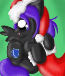 Size: 900x1042 | Tagged: safe, artist:alexlayer, artist:spectralpony, artist:yokoulythryian, derpibooru import, oc, oc:nyx, alicorn, pony, alicorn oc, christmas, christmas stocking, contest entry, cutie mark, female, female oc, filly, filly oc, foal, gradient background, green background, hat, hidden horn, holiday, horn, image, jpeg, normal eyes, santa hat, simple background, solo, solo female, spread wings, wings