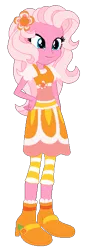 Size: 205x565 | Tagged: safe, artist:selenaede, artist:user15432, derpibooru import, pinkie pie (g3), human, equestria girls, g3, g4, base used, boots, clothes, crossover, dress, equestria girls style, equestria girls-ified, flower, flower in hair, g3 to equestria girls, g3 to g4, g3.5, g3.5 to g4, generation leap, hairpin, hand on hip, image, janyse jaud, orange blossom (strawberry shortcake), orange dress, png, shoes, simple background, smiling, socks, solo, strawberry shortcake, strawberry shortcake's berry bitty adventures, thigh highs, transparent background, voice actor joke