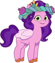 Size: 2811x3210 | Tagged: safe, derpibooru import, official, pipp petals, pegasus, pony, g5, my little pony: tell your tale, spoiler:g5, spoiler:my little pony: tell your tale, spoiler:tyts02e28, .ai available, .svg available, alternate hairstyle, diadem, enchantment under the sea, female, folded wings, image, jewelry, mare, png, regalia, simple background, smiling, solo, transparent background, unshorn fetlocks, vector, wings