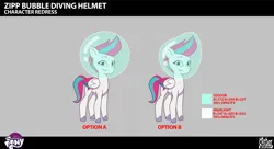 Size: 2873x1565 | Tagged: safe, derpibooru import, official, zipp storm, pegasus, pony, g5, my little pony: tell your tale, spoiler:g5, spoiler:my little pony: tell your tale, spoiler:tyts02e28, .psd available, behind the scenes, bubble, colored wings, concept art, enchantment under the sea, female, folded wings, image, lil critter workshop, mare, multicolored wings, my little pony logo, png, smiling, solo, unshorn fetlocks, wings