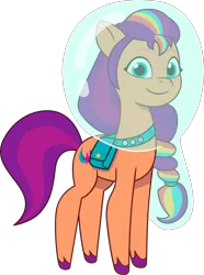 Size: 2640x3549 | Tagged: safe, derpibooru import, official, sunny starscout, earth pony, pony, g5, my little pony: tell your tale, spoiler:g5, spoiler:my little pony: tell your tale, spoiler:tyts02e28, .ai available, .svg available, bag, bubble, enchantment under the sea, female, image, mane stripe sunny, mare, png, saddle bag, simple background, smiling, solo, sunny's bag, transparent background, unshorn fetlocks, vector