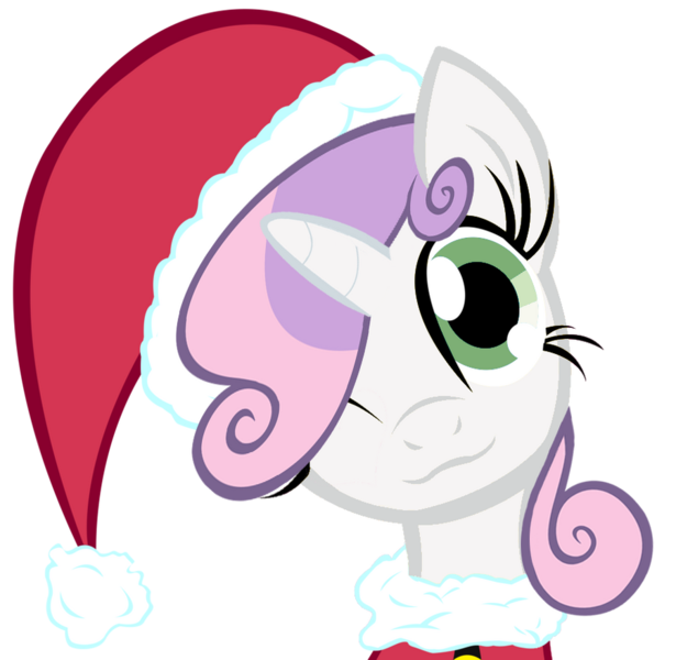 Size: 900x878 | Tagged: safe, artist:asax0, artist:themightysqueegee, derpibooru import, sweetie belle, pony, unicorn, g4, 2012, :3, ;3, bust, christmas, clothes, costume, female, hat, holiday, horn, image, looking at you, one eye closed, png, portrait, santa costume, santa hat, simple background, solo, transparent background, wink, winking at you