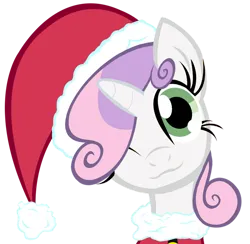 Size: 900x878 | Tagged: safe, artist:asax0, artist:themightysqueegee, derpibooru import, sweetie belle, pony, unicorn, g4, 2012, :3, ;3, bust, christmas, clothes, costume, female, hat, holiday, horn, image, looking at you, one eye closed, png, portrait, santa costume, santa hat, simple background, solo, transparent background, wink, winking at you