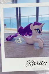 Size: 1800x2700 | Tagged: safe, derpibooru import, rarity, seapony (g4), unicorn, g4, bedroom, horn, image, indoors, irl, ocean, photo, plushie, png, pony plushie, seaponified, seapony rarity, side view, solo, species swap, water