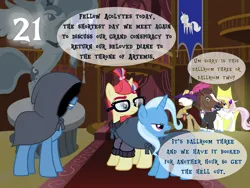 Size: 1440x1080 | Tagged: safe, artist:bronybyexception, derpibooru import, fancypants, filthy rich, fleur-de-lis, moondancer, night light, princess luna, trixie, g4, advent calendar, christmas, conspiracy, december solstice, eyes wide shut, holiday, image, longest night, png, winter solstice