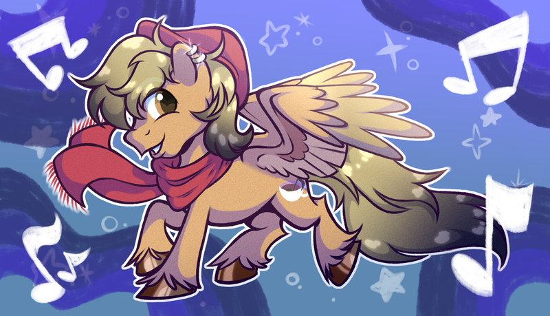 Size: 2910x1670 | Tagged: safe, artist:enochian, derpibooru import, oc, oc:coffee coat, unofficial characters only, pegasus, pony, clothes, image, jpeg, scarf, solo