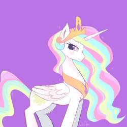 Size: 2048x2048 | Tagged: safe, artist:lizzwolfiedraws, derpibooru import, princess celestia, alicorn, pony, g4, blushing, crown, female, folded wings, horn, image, jewelry, mare, peytral, png, profile, regalia, side view, solo, wings