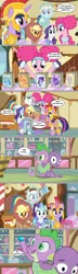 Size: 1280x4416 | Tagged: safe, artist:silverbuller, derpibooru import, edit, edited screencap, screencap, applejack, pinkie pie, rainbow dash, rarity, spike, twilight sparkle, twilight sparkle (alicorn), alicorn, dragon, earth pony, pegasus, pony, unicorn, g4, scare master, afro puffs, alternate hairstyle, animal costume, applelion, armor, armor skirt, armored pony, astrodash, astronaut, athena sparkle, candy, clothes, comic, costume, dragon costume, food, gem, horn, hydraspike, image, jpeg, my little pony, nightmare night, nightmare night costume, screencap comic, skirt, speech bubble, sugarcube corner