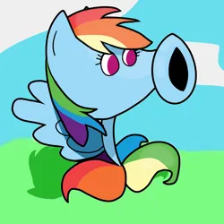 Size: 2048x2048 | Tagged: safe, artist:anonymous, derpibooru import, rainbow dash, g4, crossover, image, peashooter, plants vs zombies, png, simple background