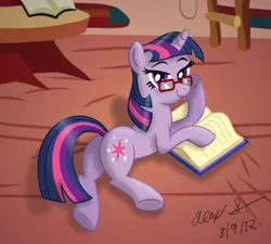 Size: 1134x1021 | Tagged: safe, artist:aleximusprime, derpibooru import, twilight sparkle, pony, unicorn, g4, adorkable, book, butt, cute, dork, female, glasses, golden oaks library, horn, image, library, meganekko, plot, png, solo