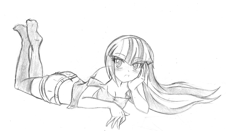 Size: 2612x1499 | Tagged: suggestive, artist:trainbang, derpibooru import, sonata dusk, equestria girls, g4, breasts, busty sonata dusk, clothes, feet, female, grayscale, image, jpeg, loose hair, lying down, missing shoes, monochrome, prone, shorts, simple background, socks, solo, stocking feet, tanktop, thigh highs, traditional art