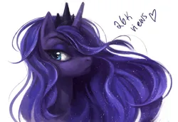 Size: 1516x1042 | Tagged: safe, artist:maaronn, derpibooru import, princess luna, alicorn, pony, g4, beautiful, bust, female, frown, image, png, portrait, simple background, solo