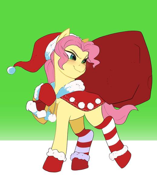 Size: 1607x1862 | Tagged: safe, artist:aztrial, derpibooru import, posey (g5), earth pony, pony, g5, bag, boots, christmas, clothes, cosplay, costume, crossover, female, gloves, hat, holiday, image, jpeg, mare, santa hat, shoes, socks, solo, striped socks, the grinch