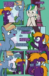 Size: 1920x2948 | Tagged: safe, artist:alexdti, derpibooru import, oc, oc:brainstorm (alexdti), oc:purple creativity, oc:star logic, pony, comic:quest for friendship retold, flower, glasses, image, male, png, stallion