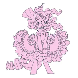 Size: 851x851 | Tagged: safe, artist:cutesykill, derpibooru import, rarity, pony, semi-anthro, unicorn, g4, beauty mark, big ears, bow, bracelet, clothes, detached sleeves, dress, eyelashes, eyes closed, female, flowing mane, frilly dress, horn, image, jewelry, lolita fashion, mare, monochrome, necklace, pearl bracelet, png, ringlets, simple background, smiling, standing, thick eyelashes, unicorn horn, white background, wristband