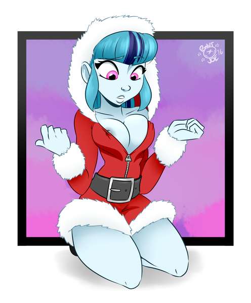 Size: 1900x2300 | Tagged: questionable, artist:ponut_joe, derpibooru import, sonata dusk, equestria girls, g4, adorasexy, breasts, busty sonata dusk, christmas, cleavage, clothes, costume, cute, female, hat, holiday, hoodie, image, kneeling, looking down, nipple slip, nipples, nudity, png, santa costume, santa hat, sexy, solo, solo female, sonatabetes, wardrobe malfunction