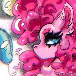 Size: 828x828 | Tagged: safe, artist:xv0nd0n, derpibooru import, pinkie pie, earth pony, g4, balloon, female, image, jpeg, mascara, solo