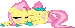 Size: 1296x480 | Tagged: safe, artist:prixy05, derpibooru import, fluttershy, pegasus, pony, series:magic forest, g4, female, fluttershy (magic forest), image, mare, png, simple background, sleeping, solo, transparent background