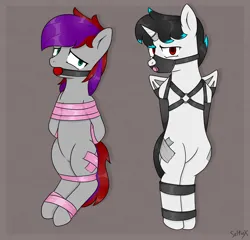 Size: 1300x1250 | Tagged: suggestive, artist:seltiox, derpibooru import, oc, oc:amy bolt, oc:doctor alex, unofficial characters only, alicorn, bat pony, earth pony, pony, g4, arm behind back, armbinder, ballgag, bat pony oc, bat wings, bdsm, belts, bipedal, bondage, bound, bound and gagged, bound wings, captured, caught, damsel in distress, digital art, dildo, dildo gag, duct tape, female, femsub, gag, harness, helpless, hooves behind back, horn, horn ring, image, jewelry, kidnapped, looking at you, magic suppression, male, malesub, mare, muzzle gag, peril, png, restrained, ring, sex toy, simple background, straps, submissive, tack, tape, tape bondage, tied up, wings