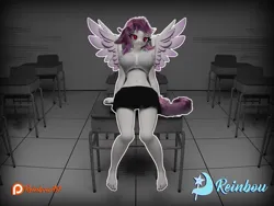 Size: 1920x1440 | Tagged: safe, artist:reinbou, derpibooru import, oc, oc:rein, anthro, pegasus, 3d, blender, blender cycles, clothes, image, png, school uniform, solo