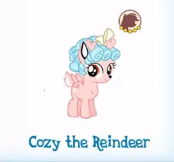 Size: 555x515 | Tagged: safe, derpibooru import, cozy glow, deer, reindeer, g4, gameloft, golly, image, jpeg, my little pony: magic princess, not an edit, species swap, wat