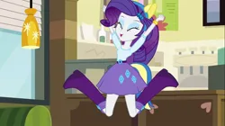 Size: 1100x618 | Tagged: safe, derpibooru import, screencap, rarity, equestria girls, g4, boots, clothes, image, jpeg, jumping, my little pony equestria girls, raised boot, raised leg, shoes, wondercolt ears, wondercolt tail