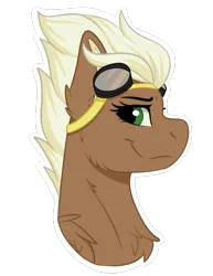 Size: 567x735 | Tagged: safe, artist:decemberbreeze, derpibooru import, oc, oc:sky sparks, unofficial characters only, pegasus, pony, aviator goggles, commission, female, goggles, image, looking at you, mare, png, profile, side view, smiling, smiling at you, solo, wonderbolts