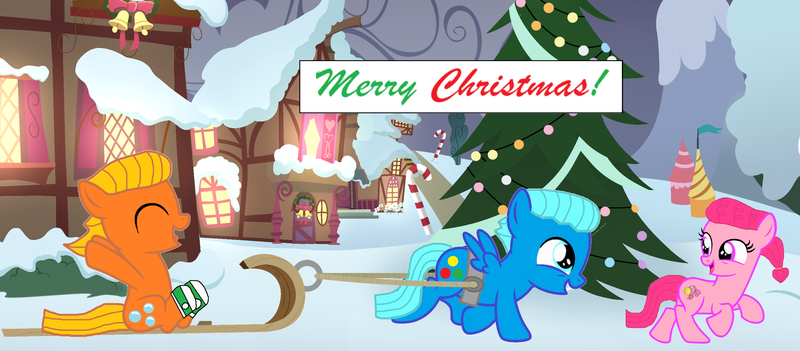 Size: 4575x2005 | Tagged: safe, artist:memeartboi, derpibooru import, ponified, earth pony, pegasus, pony, g4, anais watterson, brother and sister, brothers, candy, candy cane, christmas, christmas tree, clothes, colt, cute, daisy the donkey, darwin watterson, eyes closed, eyes open, female, filly, foal, food, gumball watterson, hanging out, happy, having fun, hearth's warming, hearth's warming eve, hearth's warming night, hearth's warming tree, heartwarming, holiday, image, jingle bells, little sister, male, open mouth, outdoors, pegasus wings, png, pulling, running, siblings, sitting, sleigh, smiling, snow, socks, spread wings, the amazing world of gumball, tree, trio, wings, winter