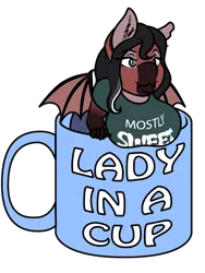 Size: 600x800 | Tagged: suggestive, artist:dekomaru, derpibooru import, oc, oc:lady lovegreen, unofficial characters only, anthro, dracony, dragon, hybrid, big breasts, breasts, busty oc, coffee mug, commission, female, huge breasts, image, milf, mug, png, simple background, solo, solo female, transparent background, ych result