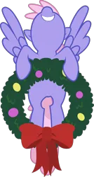 Size: 4708x8779 | Tagged: safe, artist:firlin123, rainbowshine, pegasus, pony, a hearth's warming tail, absurd resolution, christmas, christmas wreath, female, flying, holiday, image, mare, simple background, smiling, spread wings, svg, transparent background, vector, wings, wreath