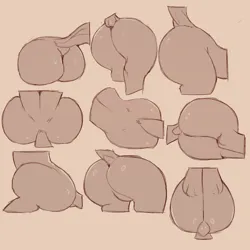 Size: 1200x1200 | Tagged: suggestive, artist:cold-blooded-twilight, derpibooru import, ass, butt, dock, featureless crotch, from behind, image, monochrome, png, presenting, sketch, tail, tutorial, wide hips