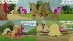 Size: 2000x1125 | Tagged: safe, derpibooru import, edit, edited screencap, editor:quoterific, screencap, applejack, big macintosh, jonagold, marmalade jalapeno popette, pinkie pie, earth pony, pony, g4, too many pinkie pies, apple family member, female, image, male, mare, my little pony, png, stallion