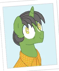 Size: 393x471 | Tagged: safe, artist:lullapiies, derpibooru import, oc, oc:apple crunch, pony, unicorn, clothes, horn, image, male, png, shirt, solo, stallion