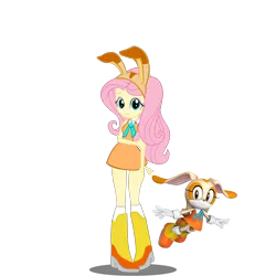 Size: 2048x2048 | Tagged: safe, artist:kalel156, derpibooru import, fluttershy, rabbit, g4, animal, cream the rabbit, female, image, png, simple background, sonic the hedgehog (series), transparent background