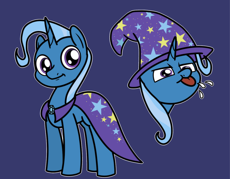 Size: 2048x1594 | Tagged: safe, artist:ewoudcponies, derpibooru import, trixie, pony, unicorn, g4, blue background, bust, dark blue background, female, horn, image, mare, png, raspberry, simple background, solo, tongue out