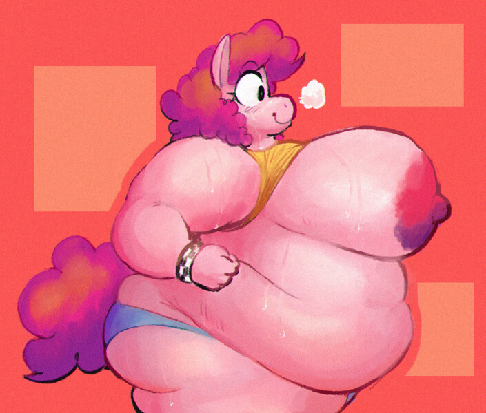 Size: 1071x912 | Tagged: questionable, artist:punkittdev, derpibooru import, pinkie pie, anthro, earth pony, g4, areola, bbw, belly, big areola, big belly, big breasts, breasts, busty pinkie pie, butt, clothes, fat, female, huge areola, huge belly, huge breasts, huge butt, image, impossibly large belly, impossibly large breasts, jpeg, large butt, nipples, nudity, obese, panties, partial nudity, pudgy pie, smiling, solo, solo female, speech bubble, ssbbw, tail, thighs, thunder thighs, topless, underwear