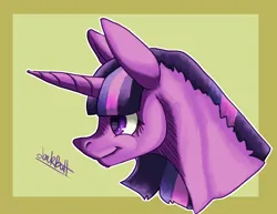 Size: 1500x1159 | Tagged: safe, artist:lawkbutt, derpibooru import, twilight sparkle, twilight sparkle (alicorn), alicorn, pony, g4, bust, image, png, solo