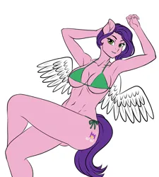 Size: 1351x1500 | Tagged: suggestive, alternate version, artist:pia-sama, derpibooru import, pipp petals, anthro, pegasus, pony, g5, alternate character, bedroom eyes, belly, belly button, bikini, breasts, busty pipp petals, cleavage, clothes, commission, female, image, looking at you, lying down, mare, on back, partially open wings, png, simple background, smiling, smiling at you, solo, solo female, swimsuit, tail, thighs, underass, white background, wide hips, wings, ych result