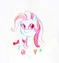 Size: 1786x1920 | Tagged: safe, artist:equmoria, derpibooru import, minty, g3, bust, candy, colored pencil drawing, food, image, jpeg, portrait, solo, traditional art