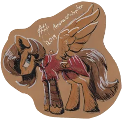 Size: 1885x1832 | Tagged: safe, artist:tiothebeetle, derpibooru import, oc, oc:quillwright, unofficial characters only, pegasus, fallout equestria, clothes, fallout equestria: of shadows, image, missing wing, pegasus oc, png, robes, scribe, signature, solo, spread wings, steel ranger, steel ranger scribe, traditional art, wings